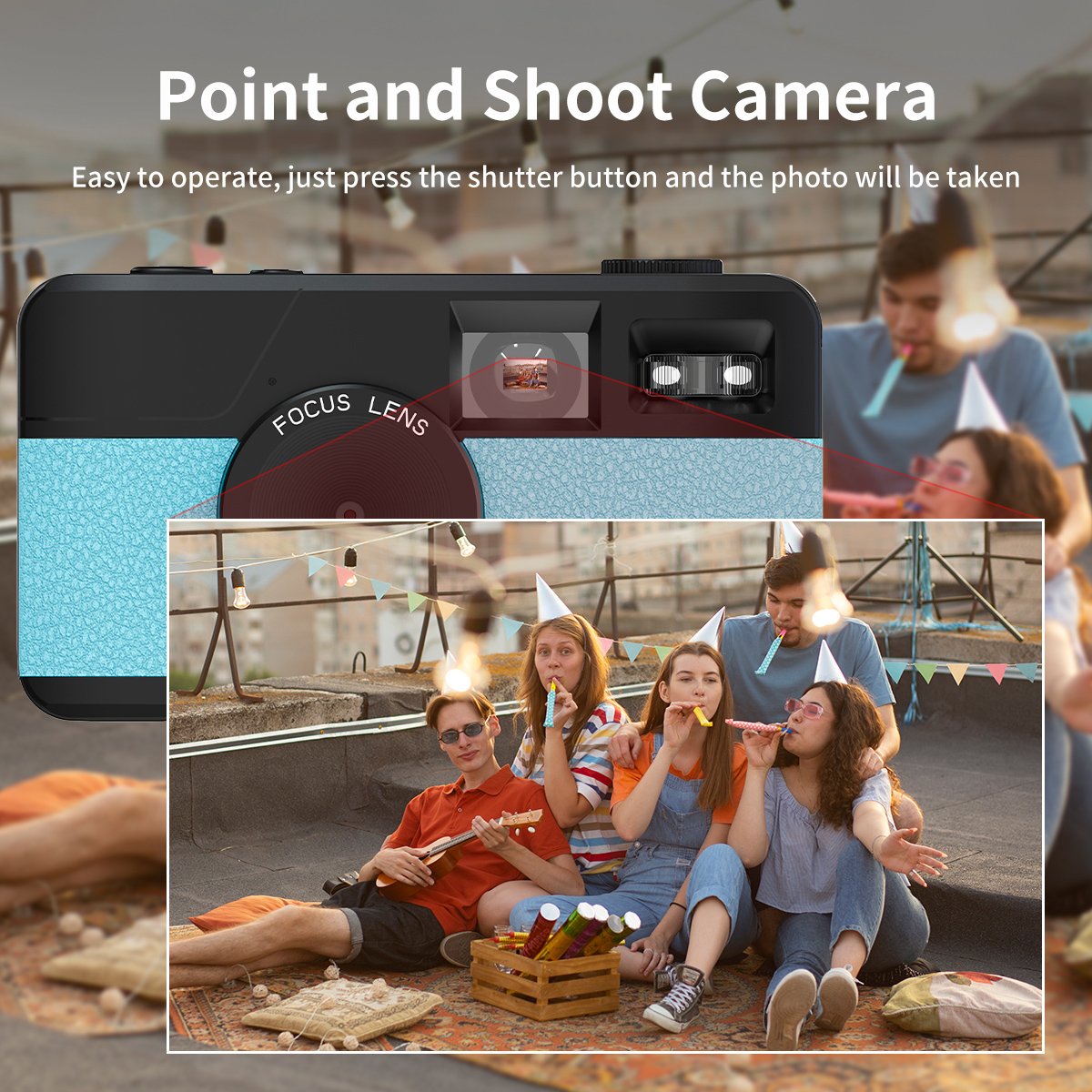 Retro Screenless Digital Camera Screen-free 8 Mode Filters Without Screen 8MP Photo with Photo Counter LED Flash Camping Camera