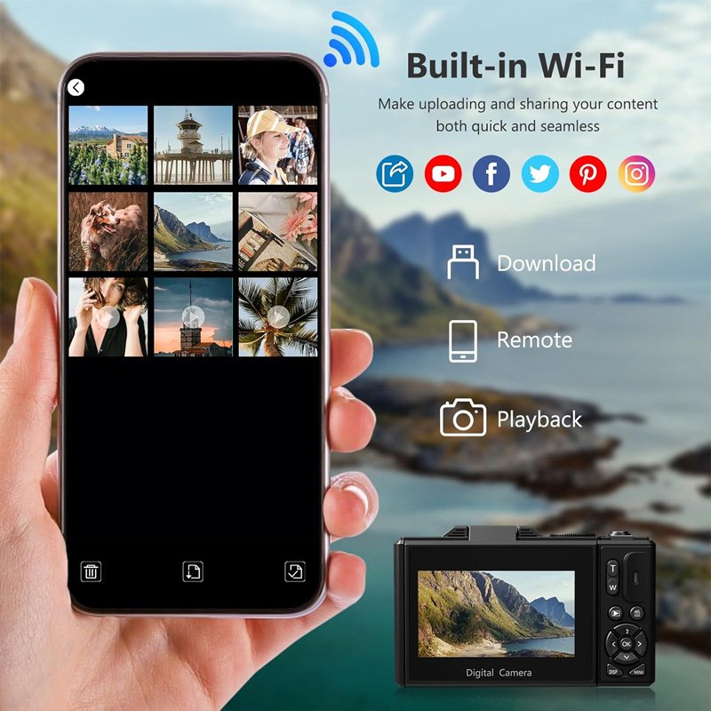 4K Digital Camera for YouTube Compact Retro 48MP Camera with 3" 180° Flip Screen and 18X Digital Zoom 32GB Micro SD Card