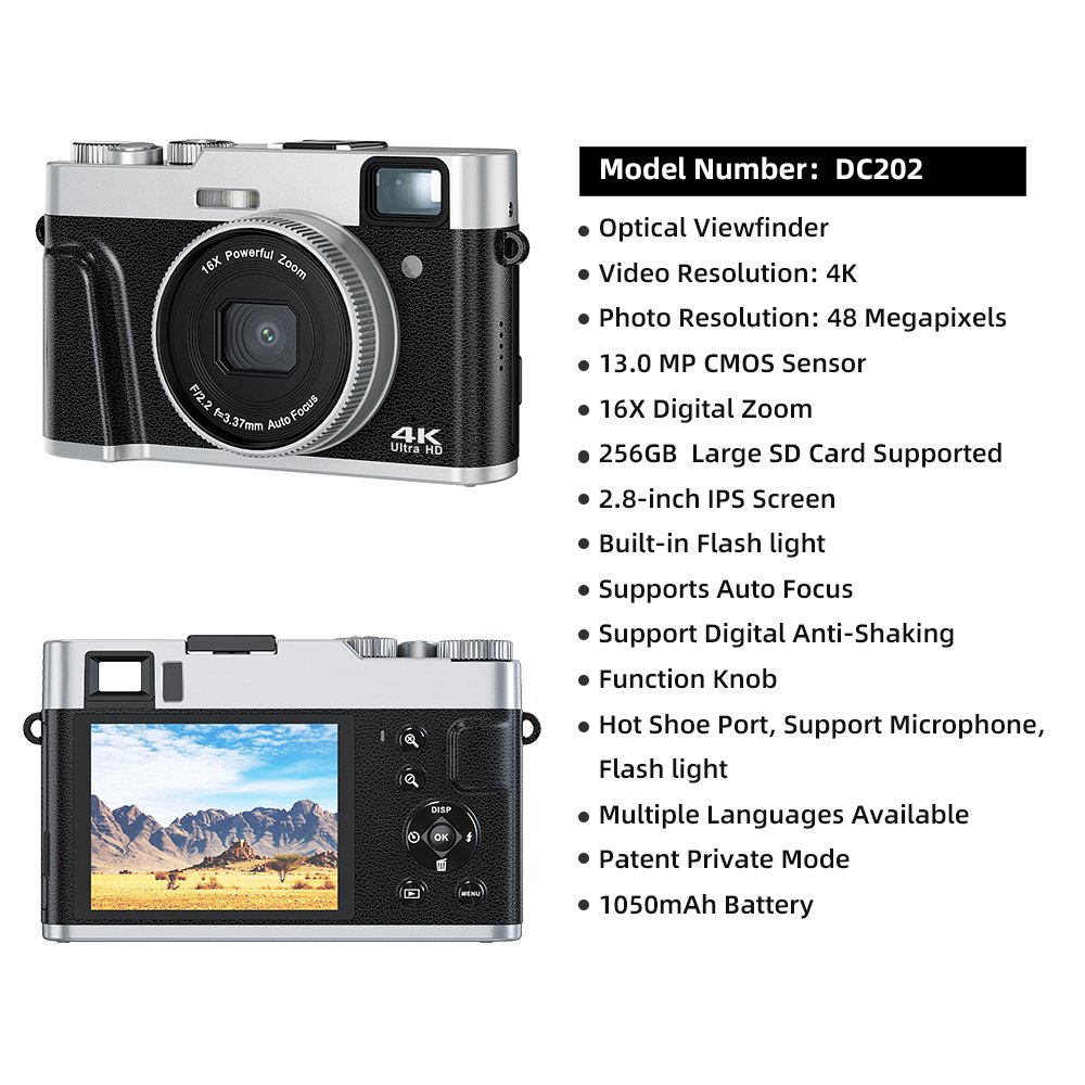 4k photo camera photography Digital dslr Cameras Optical Viewfinder 2.8-Inch 48MP vintage video retro vlog camera