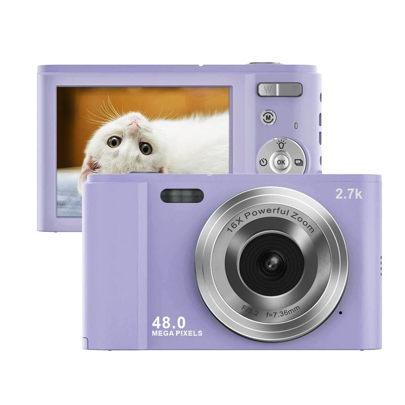 Blue Silver Purple Pink Compact Cheap Point and Shoot Digital Camera Video Small Portable Cameras Auto Focus 4k Camera for Teens