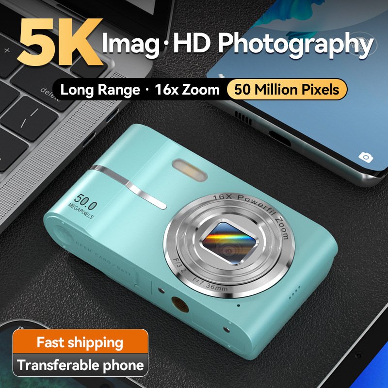 5K Dslr Style Kids Digital Camera 50 Megapixels HD Photography CCD Travel Selfie Campus Selfie 16x Zoom Lens Children Camera