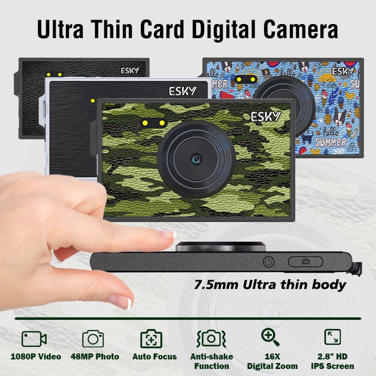 Vintage FHD 1080P Video 2.8 Inch IPS Color Screen Fill Light 16x Digital Zoom 48MP Ultra-thin Body Camera Gift for Teens