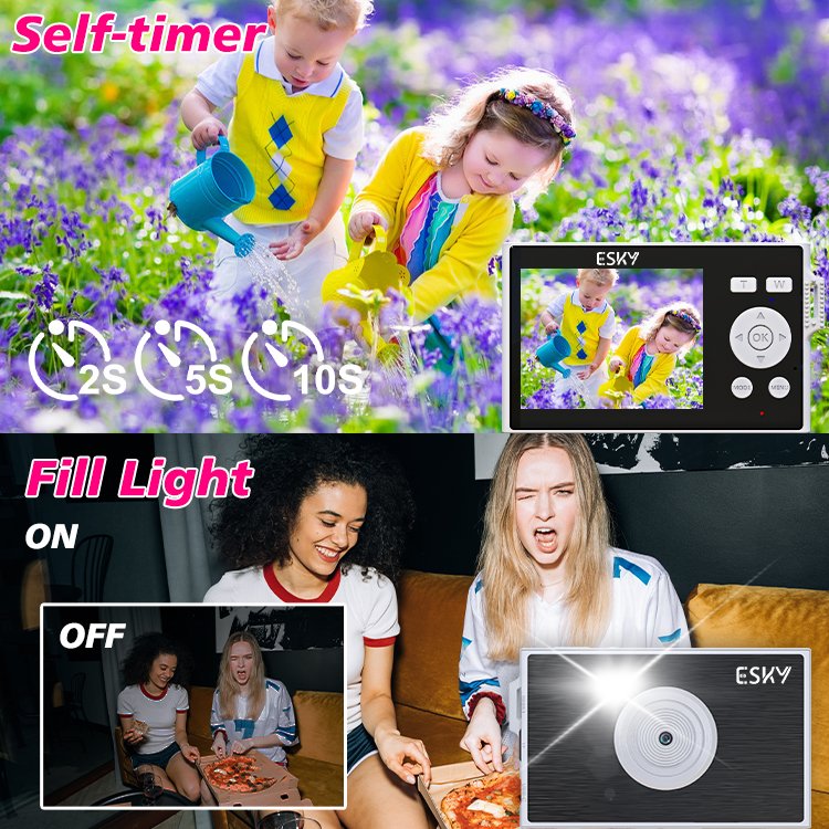Vintage FHD 1080P Video 2.8 Inch IPS Color Screen Fill Light 16x Digital Zoom 48MP Ultra-thin Body Camera Gift for Teens