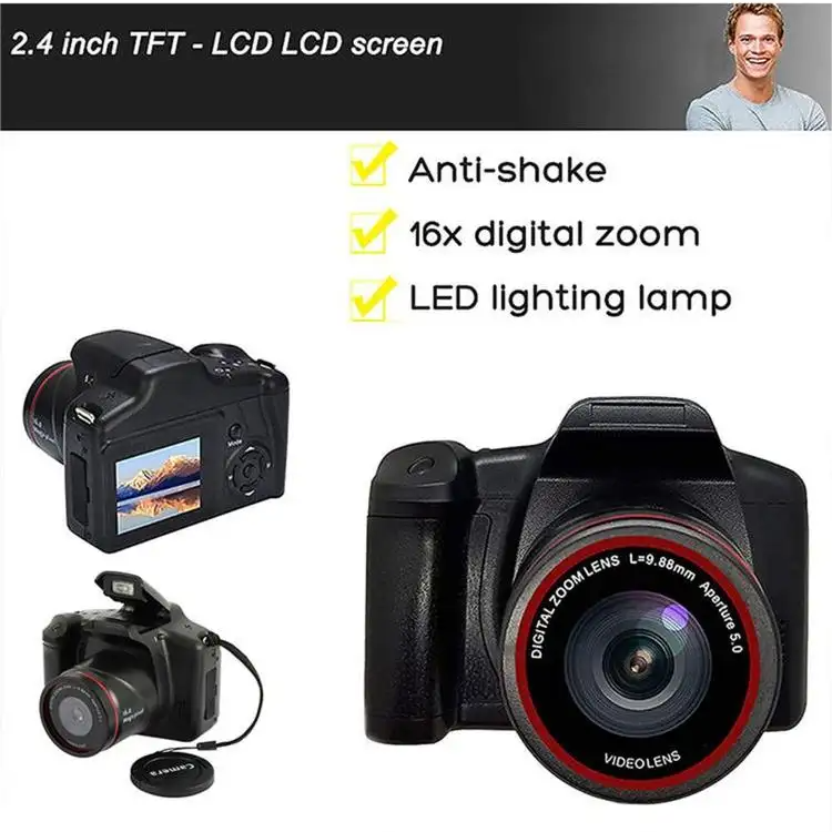 X729-2 Portable Anti-shake Vlogging TFT 2.4 inch Camera 1080P Video LCD Zoom Digital Camera SLR DSLR Camera with Ultra HD Screen