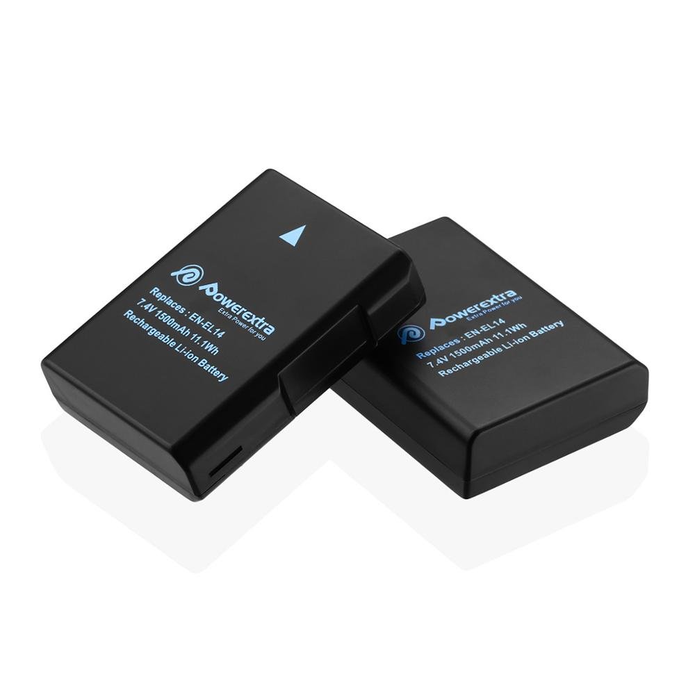 Powerextra Lithium ion Rechargeable 1500mAh 7.4v Enel14 En-El14 Camera Battery Pack And Charger For Nikon