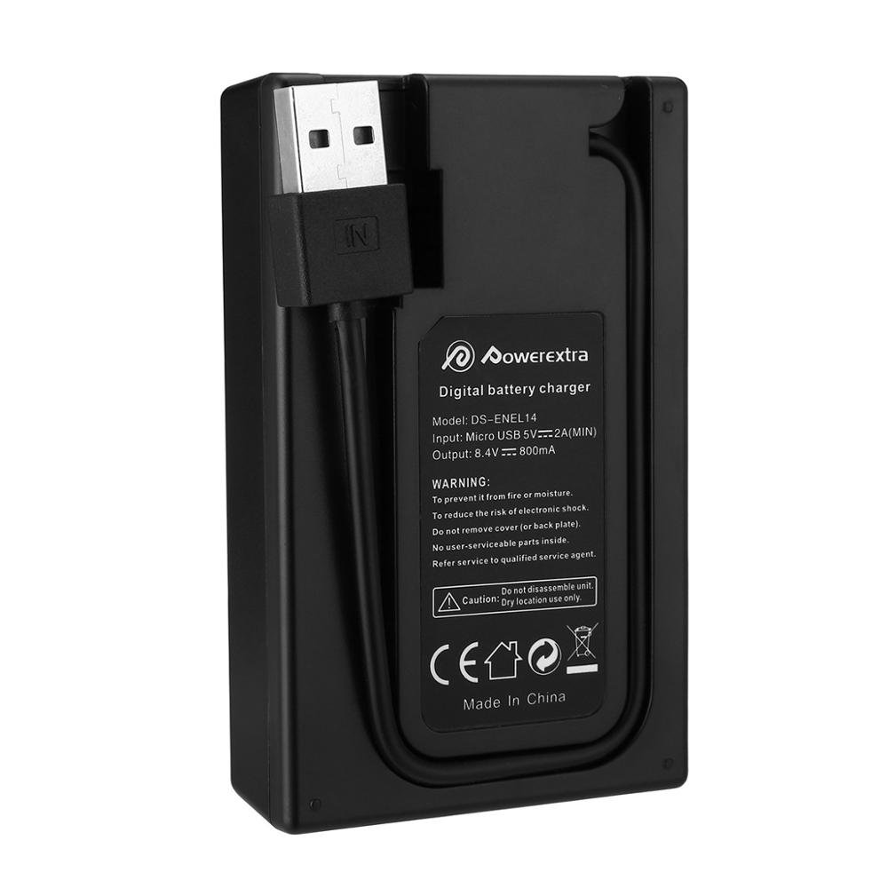 Powerextra Lithium ion Rechargeable 1500mAh 7.4v Enel14 En-El14 Camera Battery Pack And Charger For Nikon
