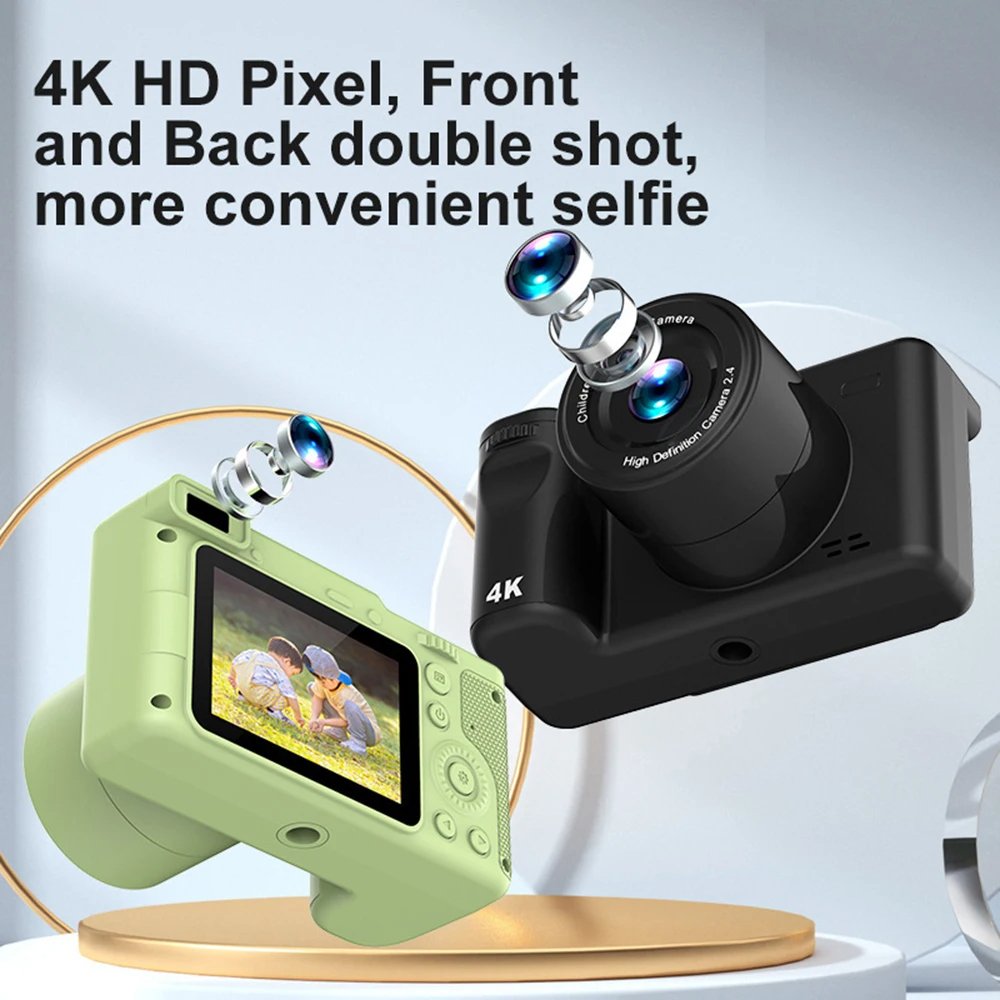 Q9 HD 1080P 2.4 inch Digital Children Camera Rechargeable Cameras With 8x Zoom Compact 50MP Green Black For Beginner Kids Camera