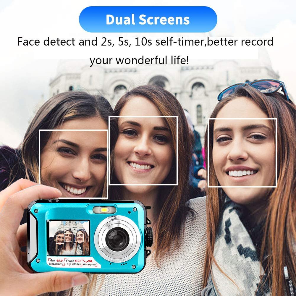 Underwater Digital Camera Full HD Dual Screen Action Camera Video Recorder Selfie Camera