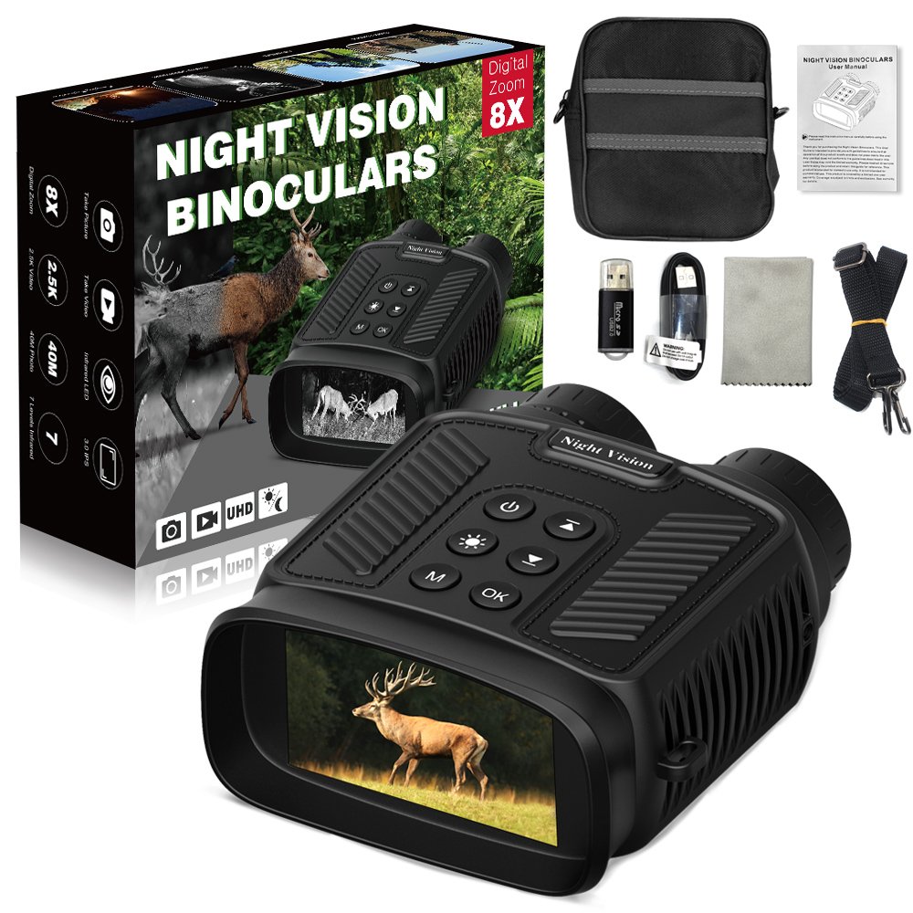 DT59 Night Vision Goggles 3' Screen 2.5K QHD Video 8X Digital Zoom 300m view night vision binoculars hunting scope 5000mAH power