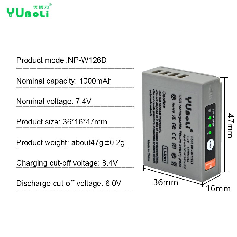 New USB Type-C Charging NP-W126 NPW126 NP W126 Digital Batteries For Fujifilm FinePix HS30 HS30EXR Camera Battery