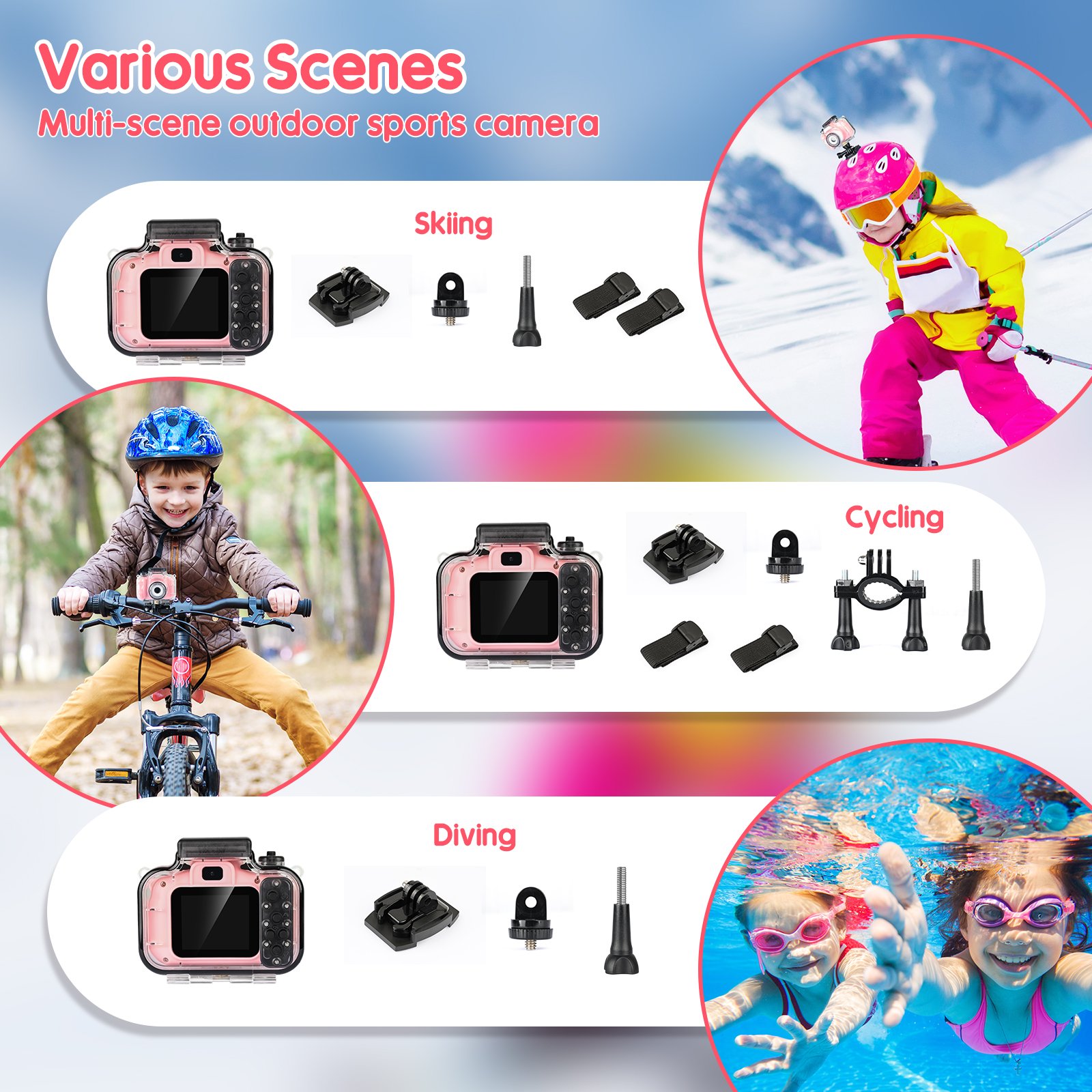Factory OEM Waterproof With 3MP mini Dual Lens 2-Inch IPS Screen 400mAh Battery Digital Digital children's camera For Kids