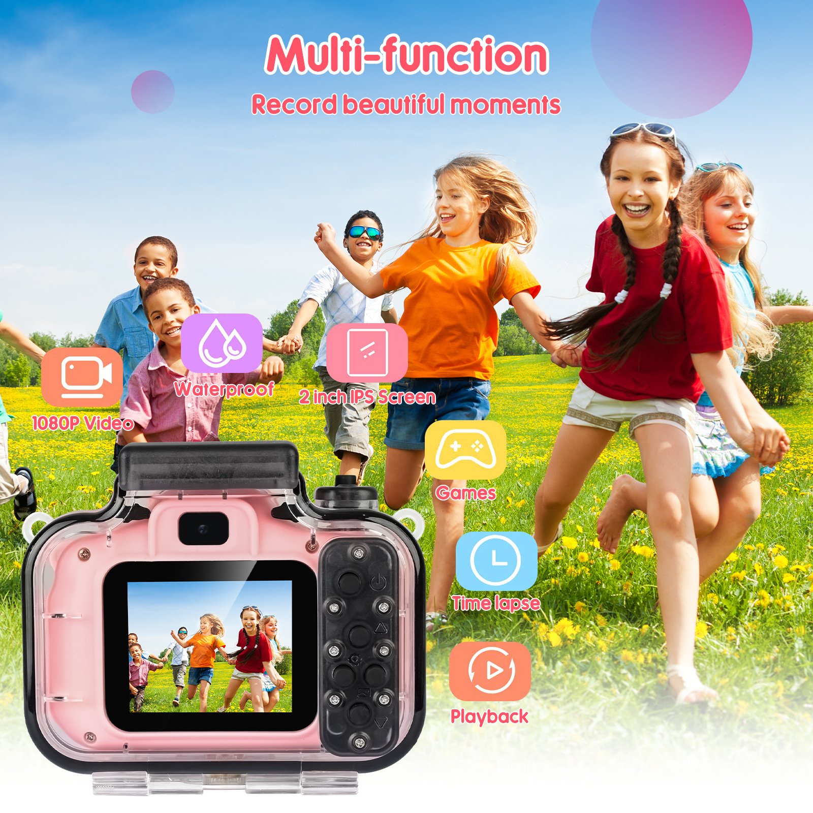Factory OEM Waterproof With 3MP mini Dual Lens 2-Inch IPS Screen 400mAh Battery Digital Digital children's camera For Kids