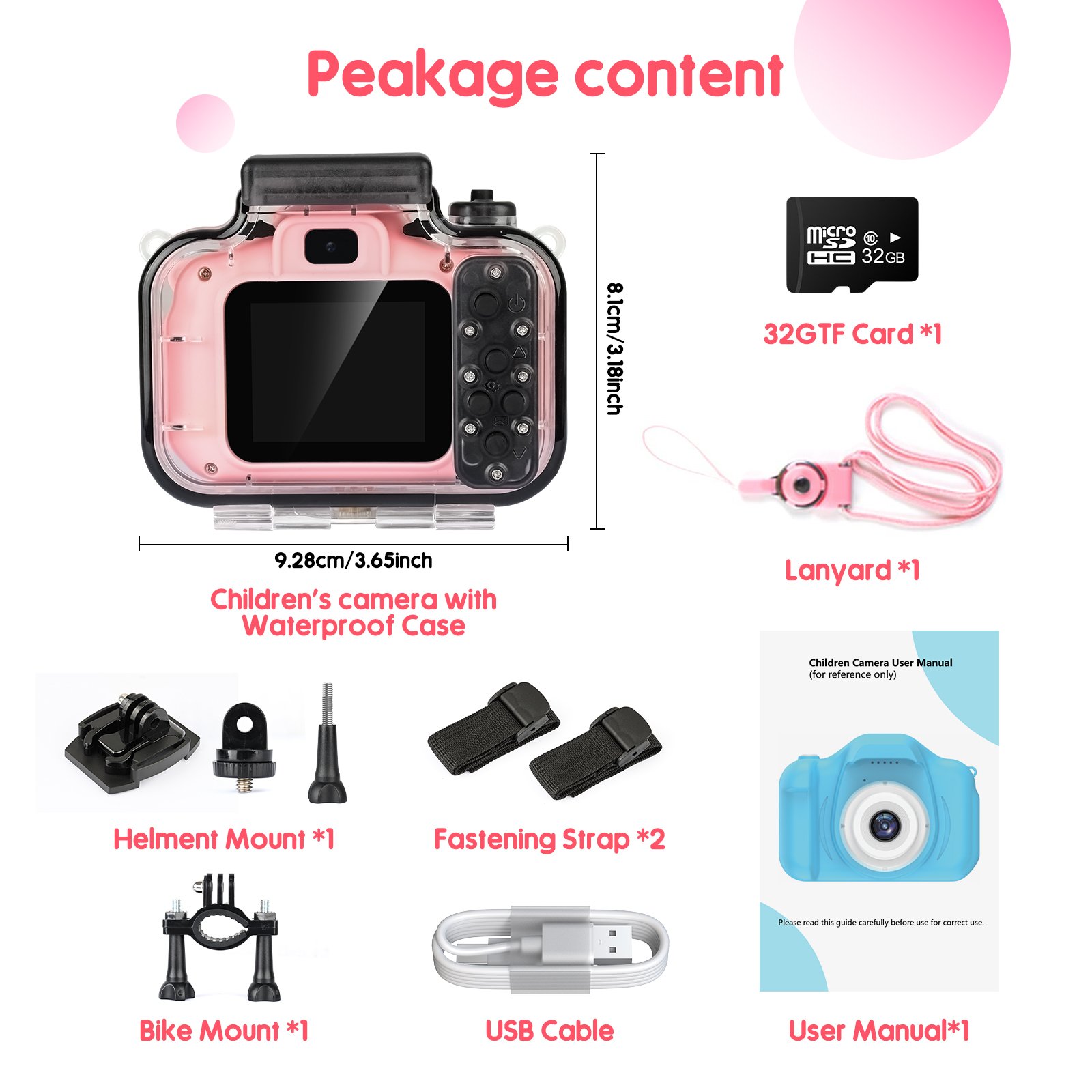 Factory OEM Waterproof With 3MP mini Dual Lens 2-Inch IPS Screen 400mAh Battery Digital Digital children's camera For Kids