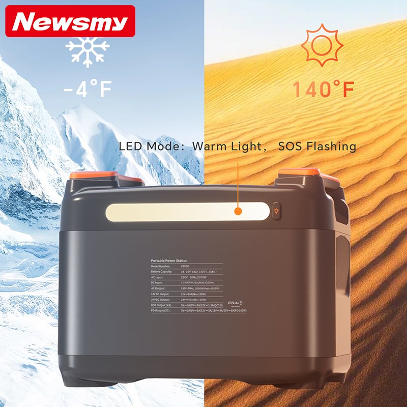 Newsmy 3000W rechargeable Lithium Battery Solar Generator For Home Energy Storage Portable Power Station