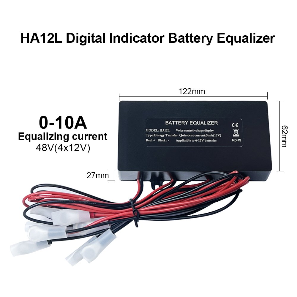 48V24V Battery Balancer Charger Controller Digital Battery Equalizer for Lead Acid Battery Bank System Black