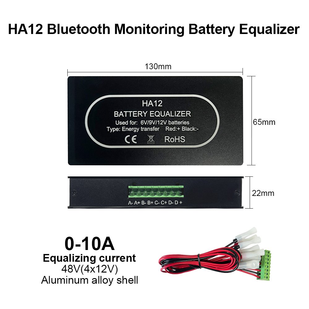 48V24V Battery Balancer Charger Controller Digital Battery Equalizer for Lead Acid Battery Bank System Black