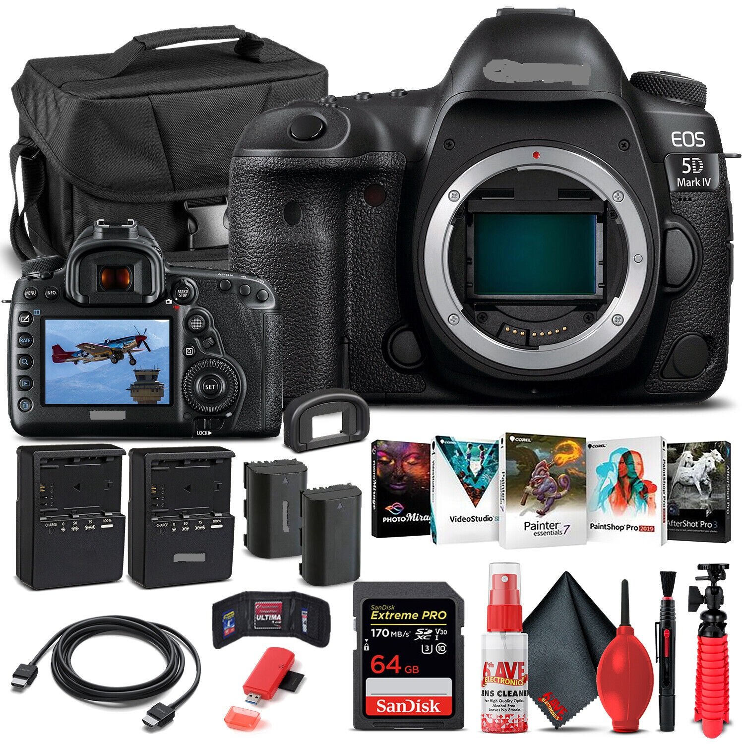 Top Quality 2024 E-EOS 5D Mark IV D-SLR Camera Black With 24-105mm F/4L IS USM Lens