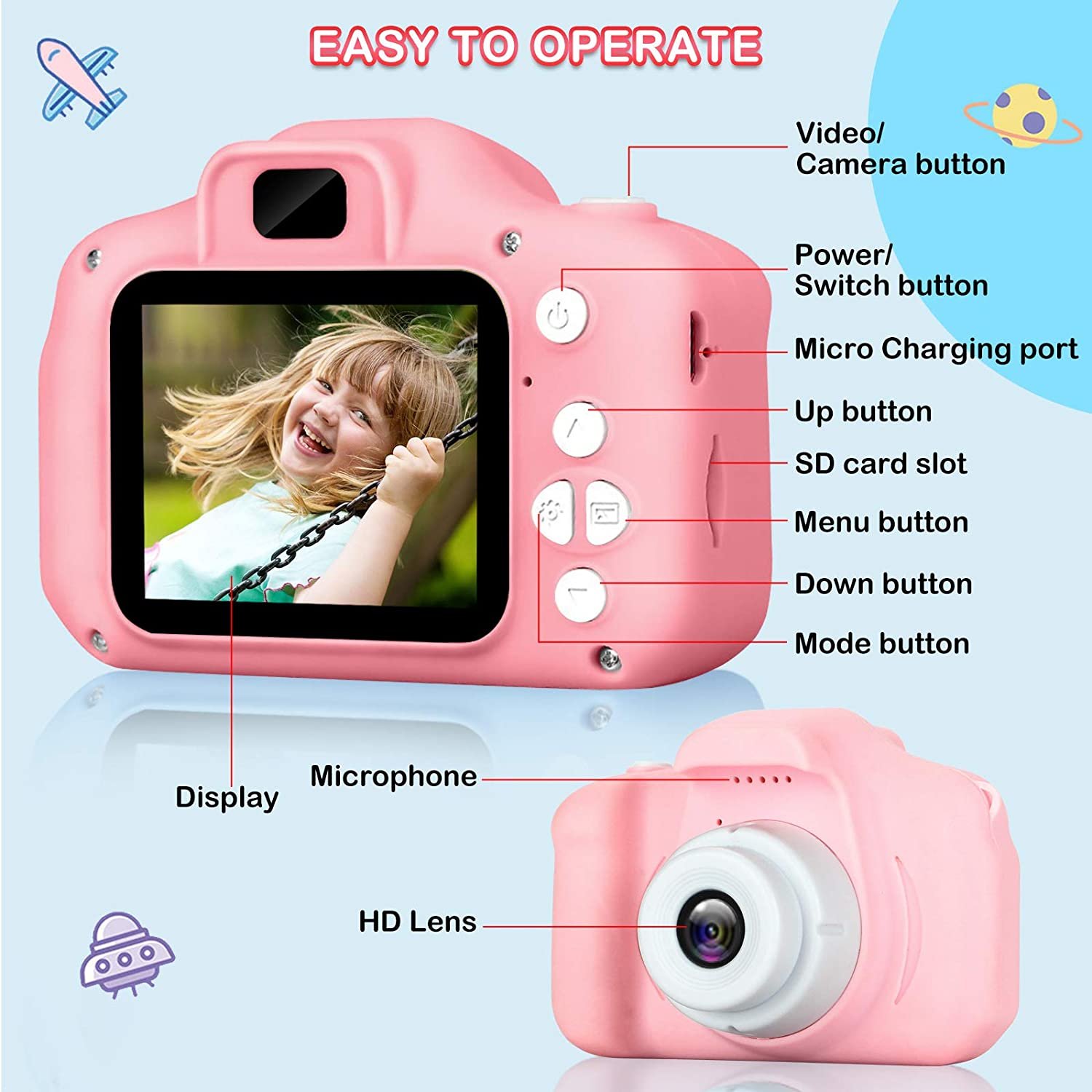 2.0" Color Display Screen 1080p Digital Camera for Kids Children Camera