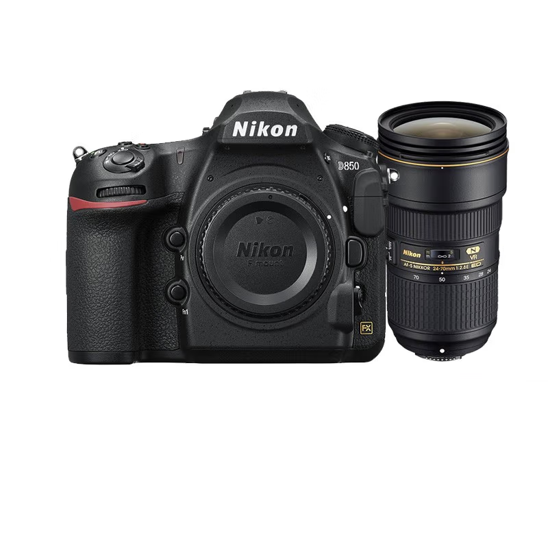 Original second-hand brand D850 with 24-70F2.8 lens 4K HD camera Digital SLR camera with charger, battery and shoulder strap.