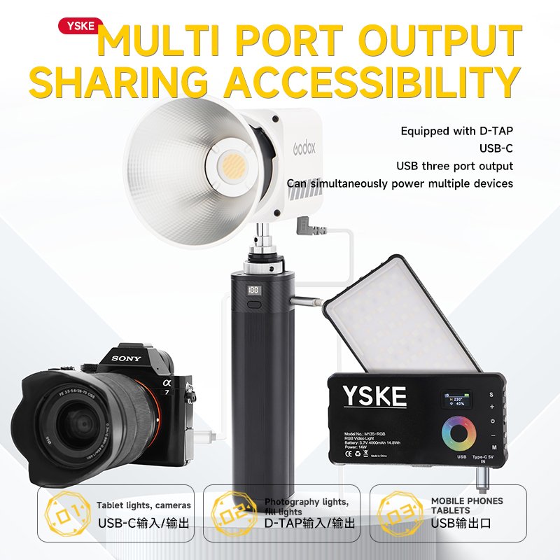 YSKE 18650 lithium Battery Grip 40000mAh all in one outdoor for grip batteries camera photography light phone power bank