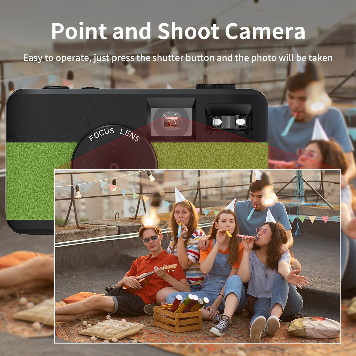 Retro Screenless Digital Camera Screen-free 8 Mode Filters Without Screen 8MP Photo with Photo Counter LED Flash Camping Camera
