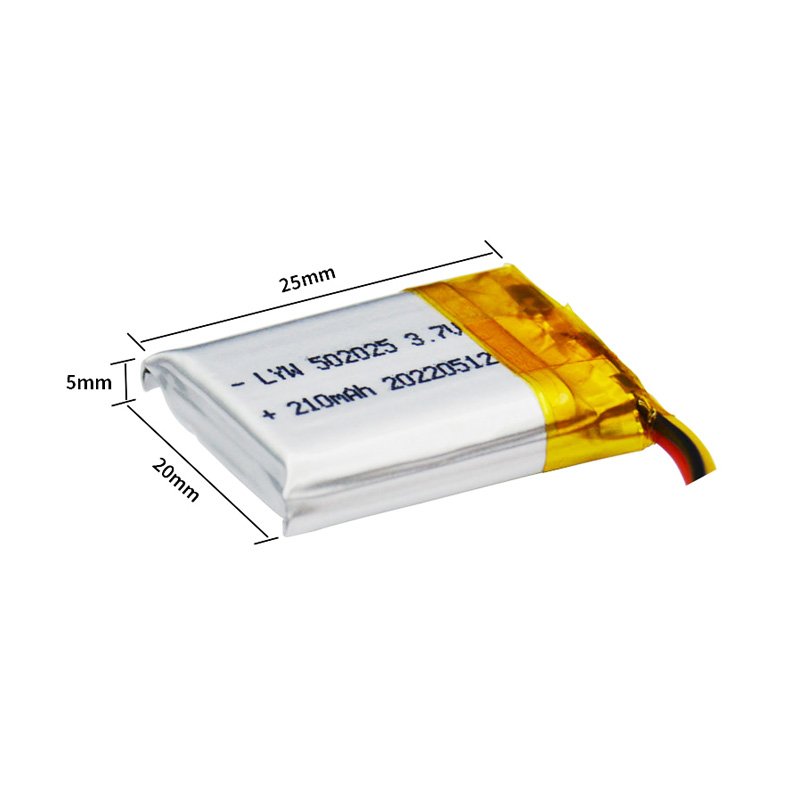 CE lipo battery 3.7v rechargeable battery 502025 210mah for smart watch wearable device