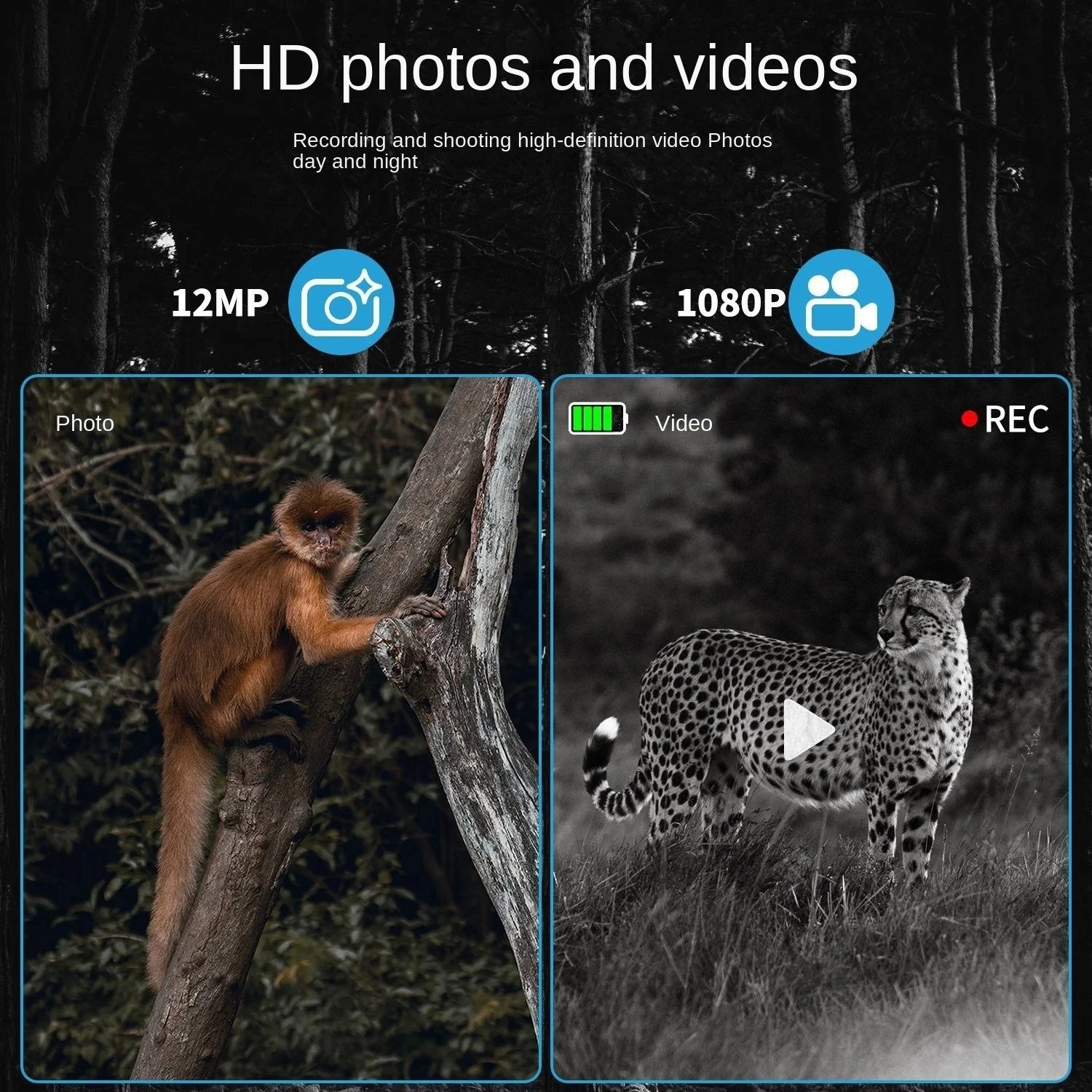1080P Infrared HD 8x Digital Zoom Outdoor Day and Night Dual Use Full Dark 400m HuntingTelescope Binoculars Night Vision Device