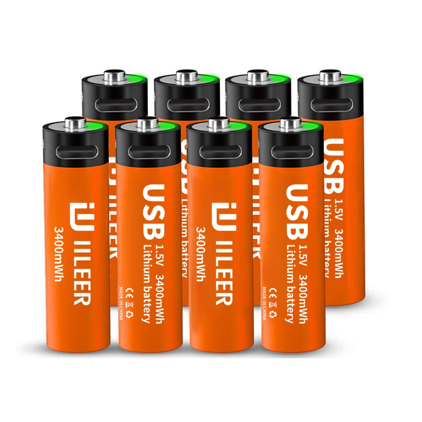 1.5V No. 5 USB Rechargeable Battery High Capacity 3400mWh 14500 Lithium Battery For Fingerprint Lock Toy
