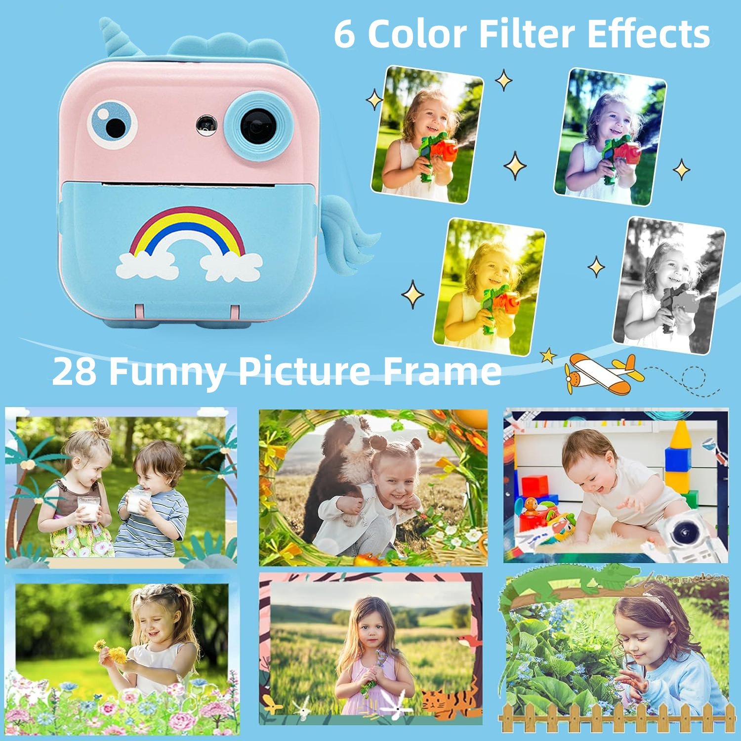 Q5 Instant Kids Camera Printer customized children HD Thermal Photo Selfie Video Digital Camera Inkless Instant Print Camera