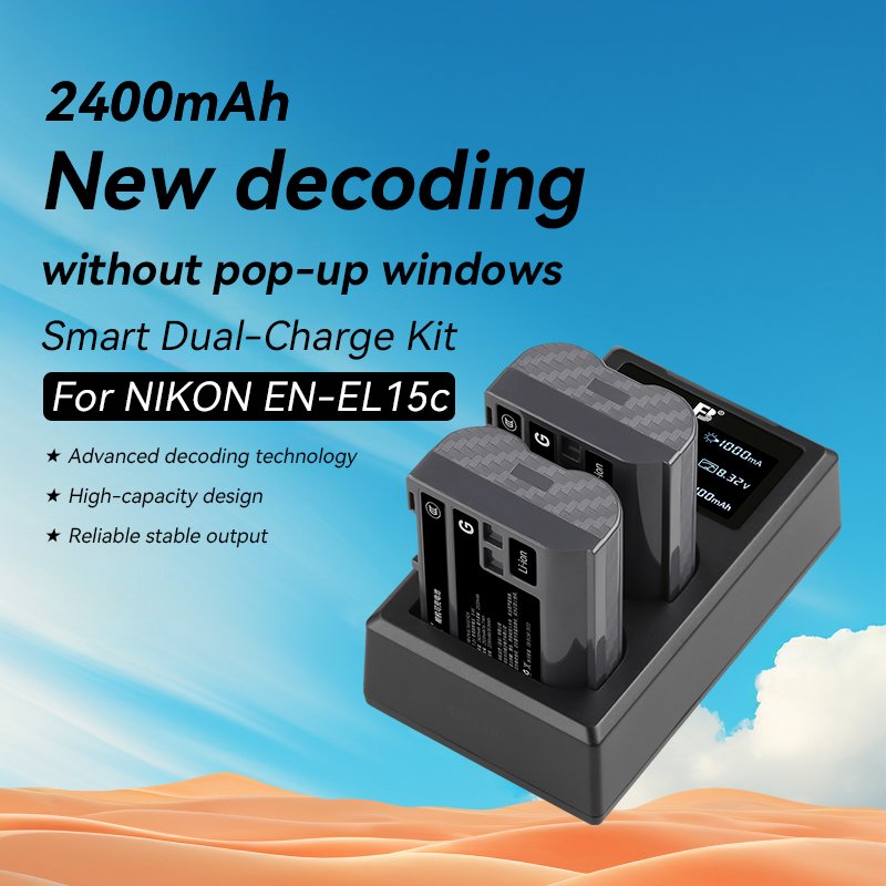 FB 2-Pack EN-EL15C Rechargeable Digital Battery Charger Set Compatible for nikon z8 z7 z6 z63 z5 SLR Camera Stock Available