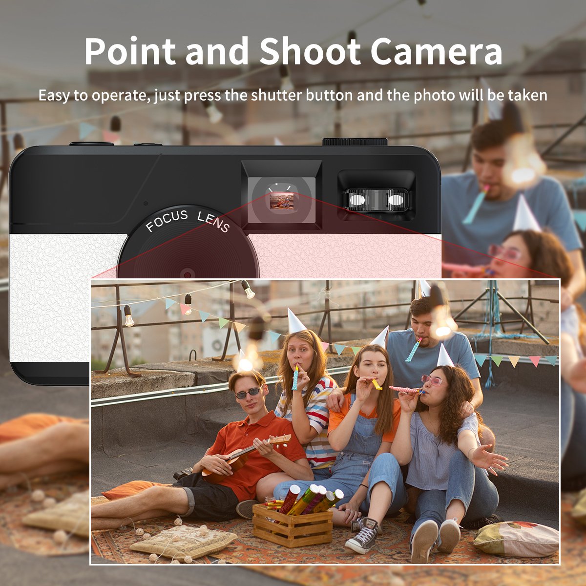 Retro Screenless Digital Camera Screen-free 8 Mode Filters Without Screen 8MP Photo with Photo Counter LED Flash Camping Camera