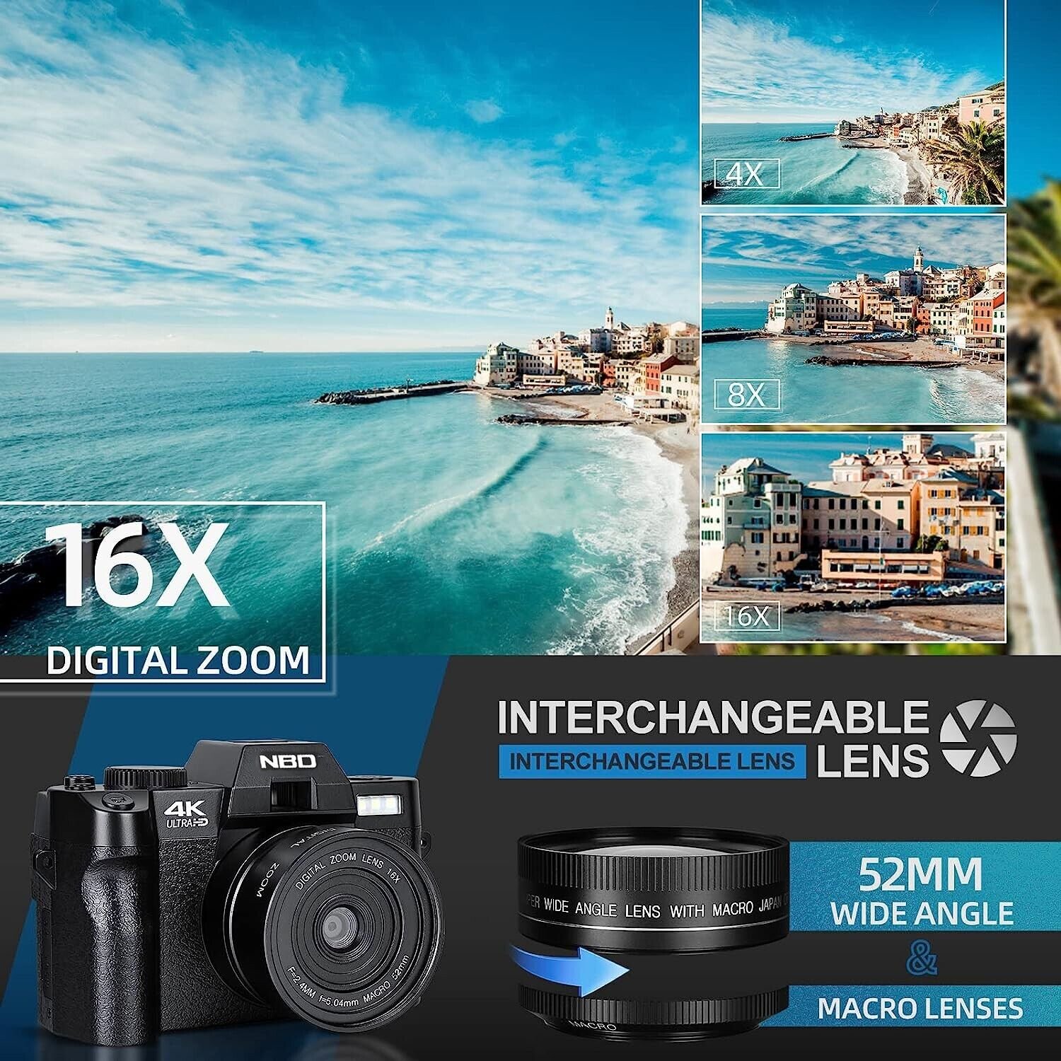 NBD Dslr 4k video 48 mp autofocus photography Beginner Compact Cheap Digital Mirrorless Camera Cameras with webcam
