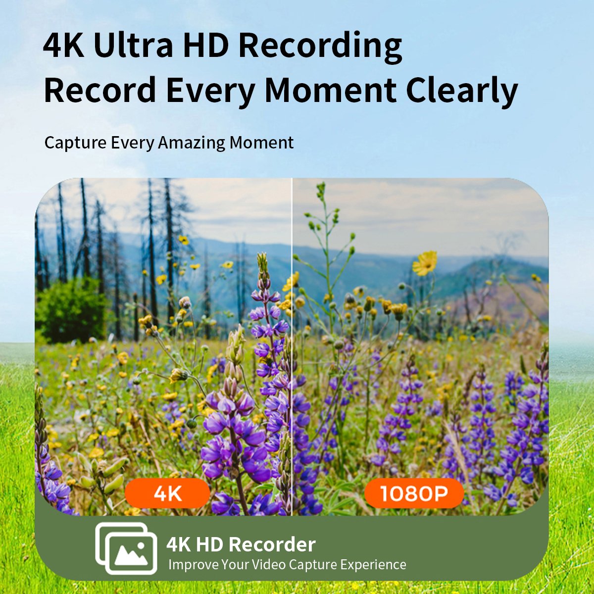 Newest HD 4K Digital Camera 3.0'' IPS Touch Screen with Flash Light and MP3 Function Student Camera for Photography