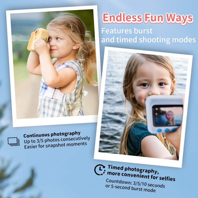 JJRC V19 New Children's Camera Gift Kids printing Camera Digital Mini Cute Game MP3 Toy Instant print cameras