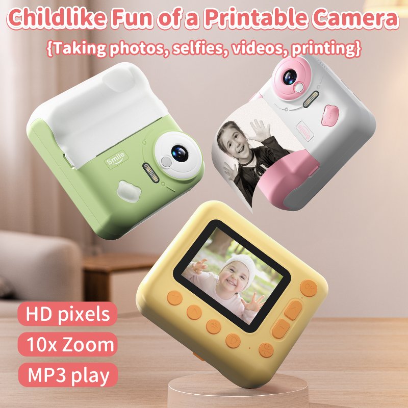 JJRC V19 New Children's Camera Gift Kids printing Camera Digital Mini Cute Game MP3 Toy Instant print cameras