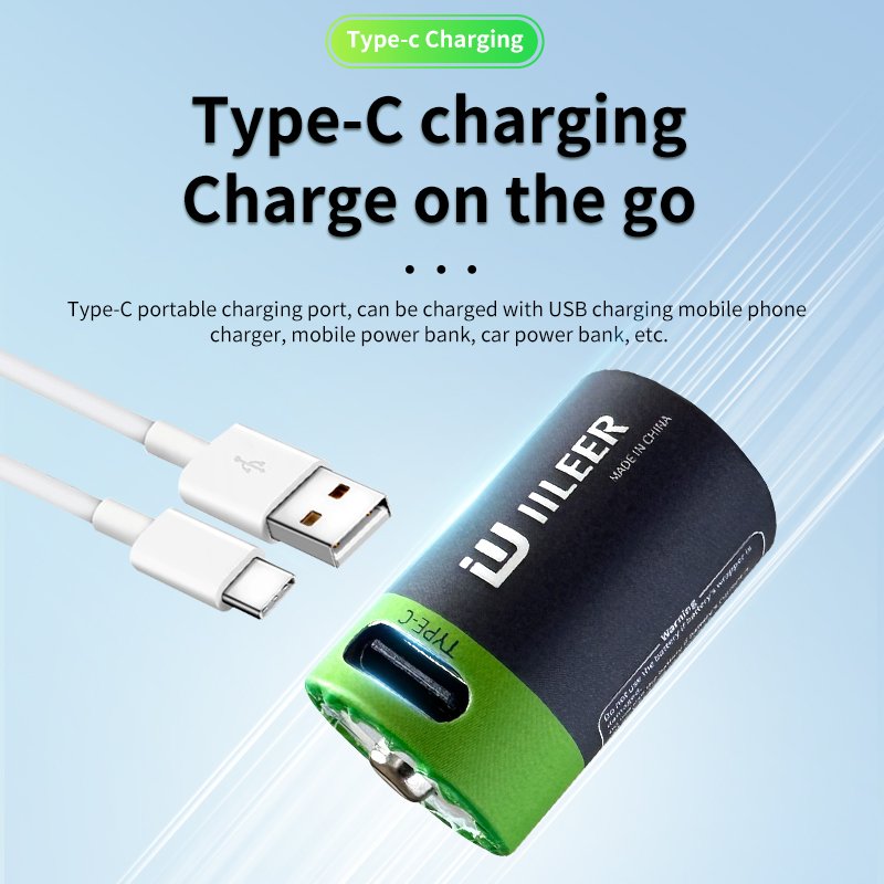 Factory Price 1036mWh CR2 USB-C Fast Charging Lithium Ion Batteries 280mAh 3.7V Rechargeable Battery