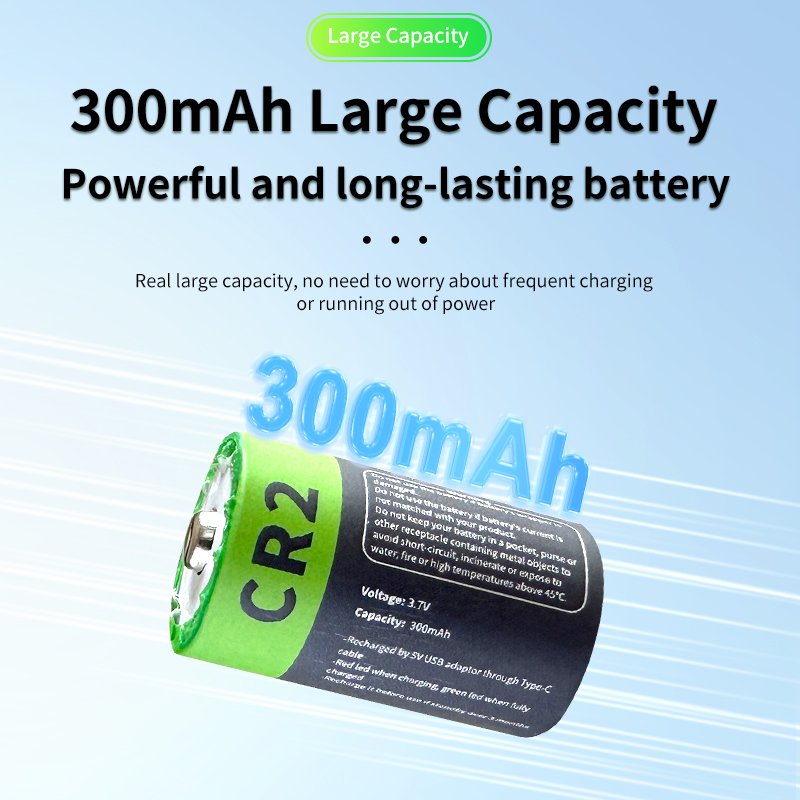 Factory Price 1036mWh CR2 USB-C Fast Charging Lithium Ion Batteries 280mAh 3.7V Rechargeable Battery