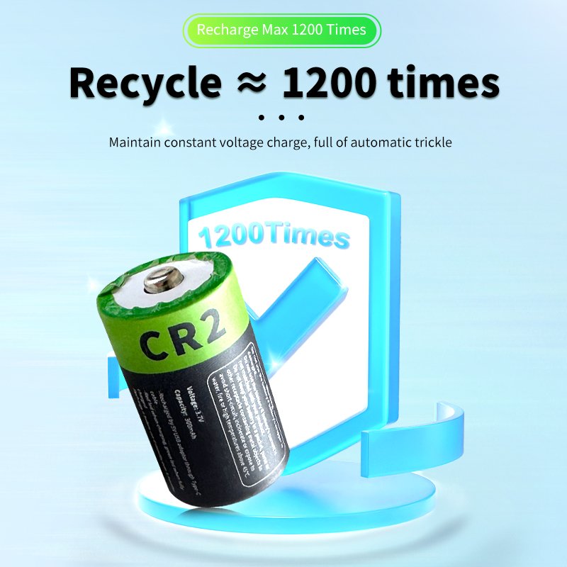 Factory Price 1036mWh CR2 USB-C Fast Charging Lithium Ion Batteries 280mAh 3.7V Rechargeable Battery