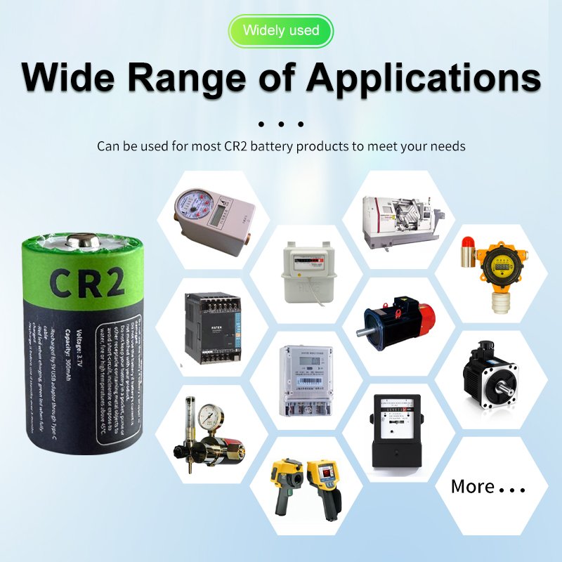 Factory Price 1036mWh CR2 USB-C Fast Charging Lithium Ion Batteries 280mAh 3.7V Rechargeable Battery
