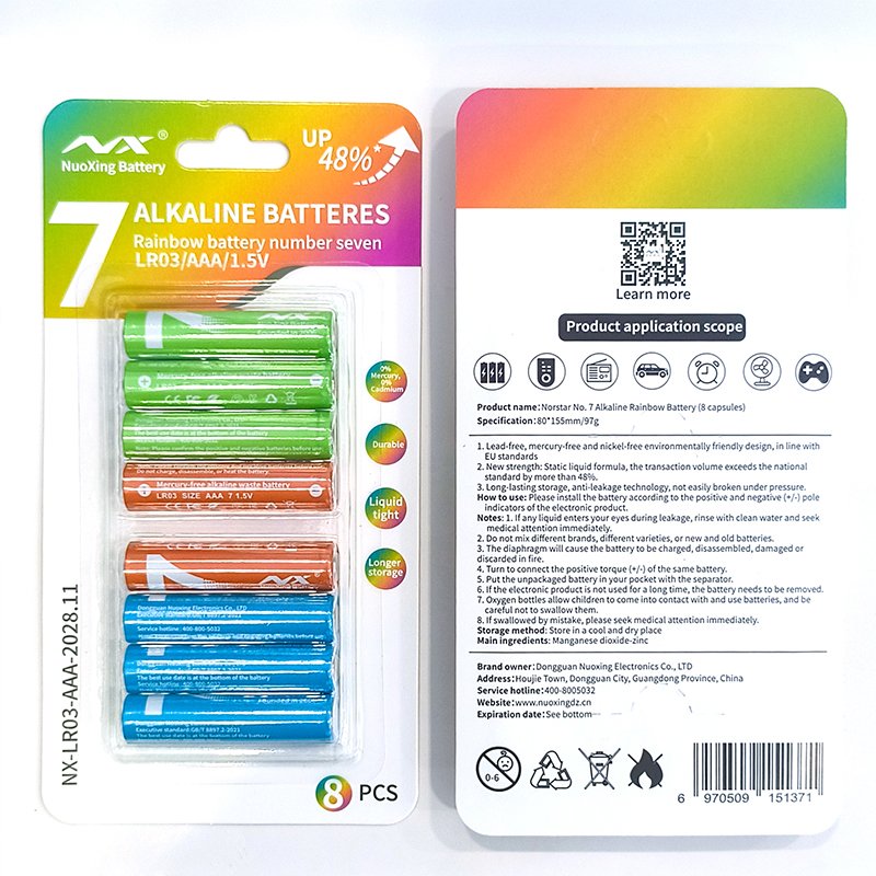 NUOXING AAALR03 eco-friendly alkaline dry battery 1.5V remote control toy battery alkaline battery