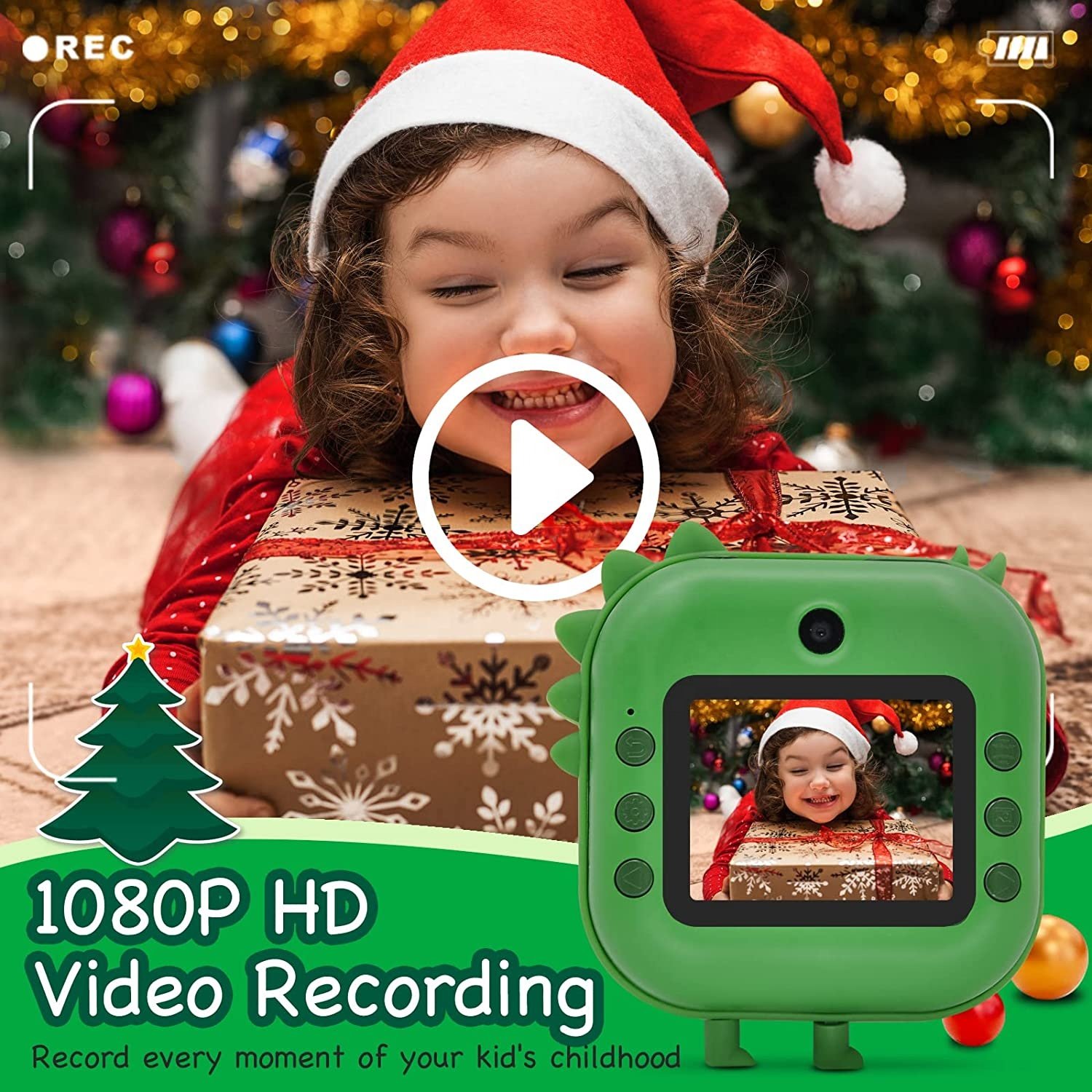 2.4" HD Large Screen Kids Instant Printing Camera Thermal Zero Ink Digital Camera for Teens