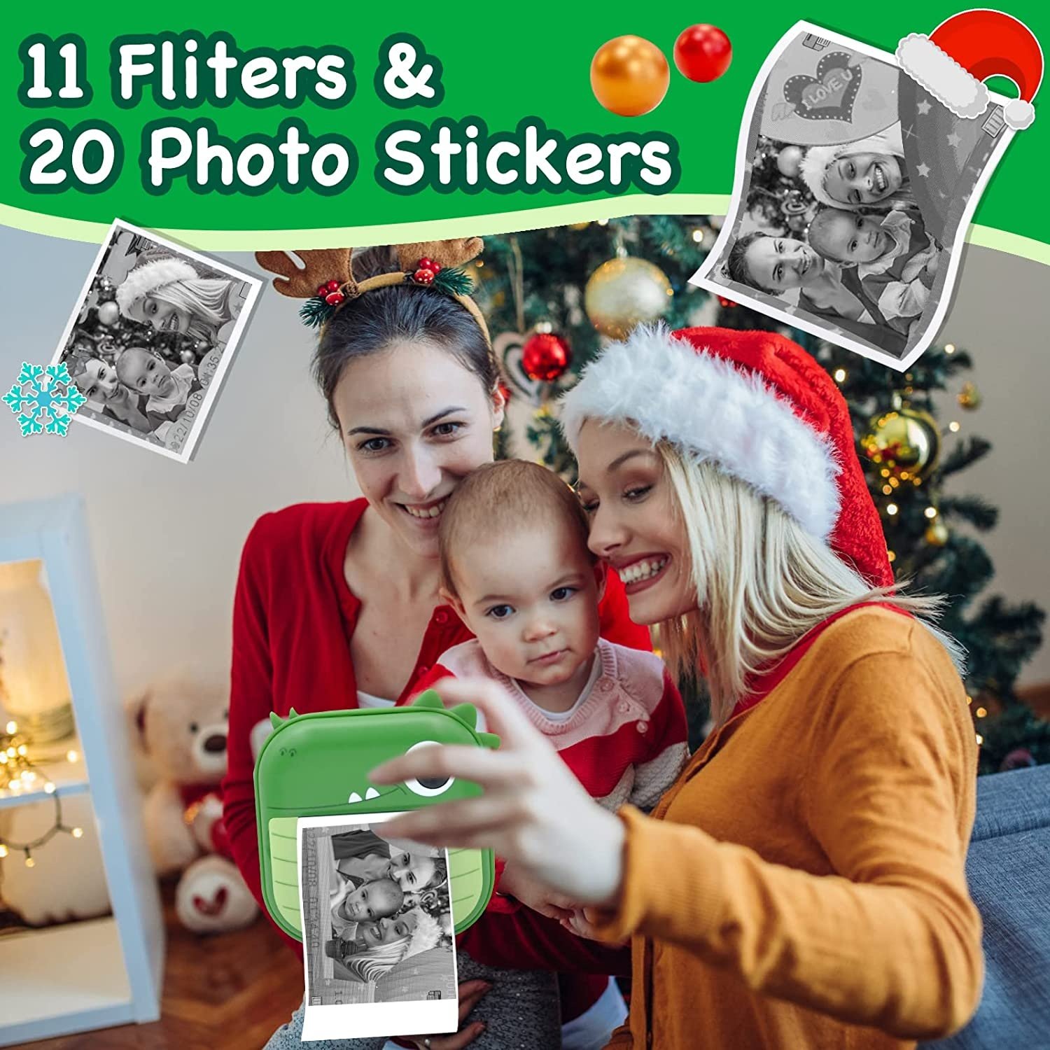 2.4" HD Large Screen Kids Instant Printing Camera Thermal Zero Ink Digital Camera for Teens