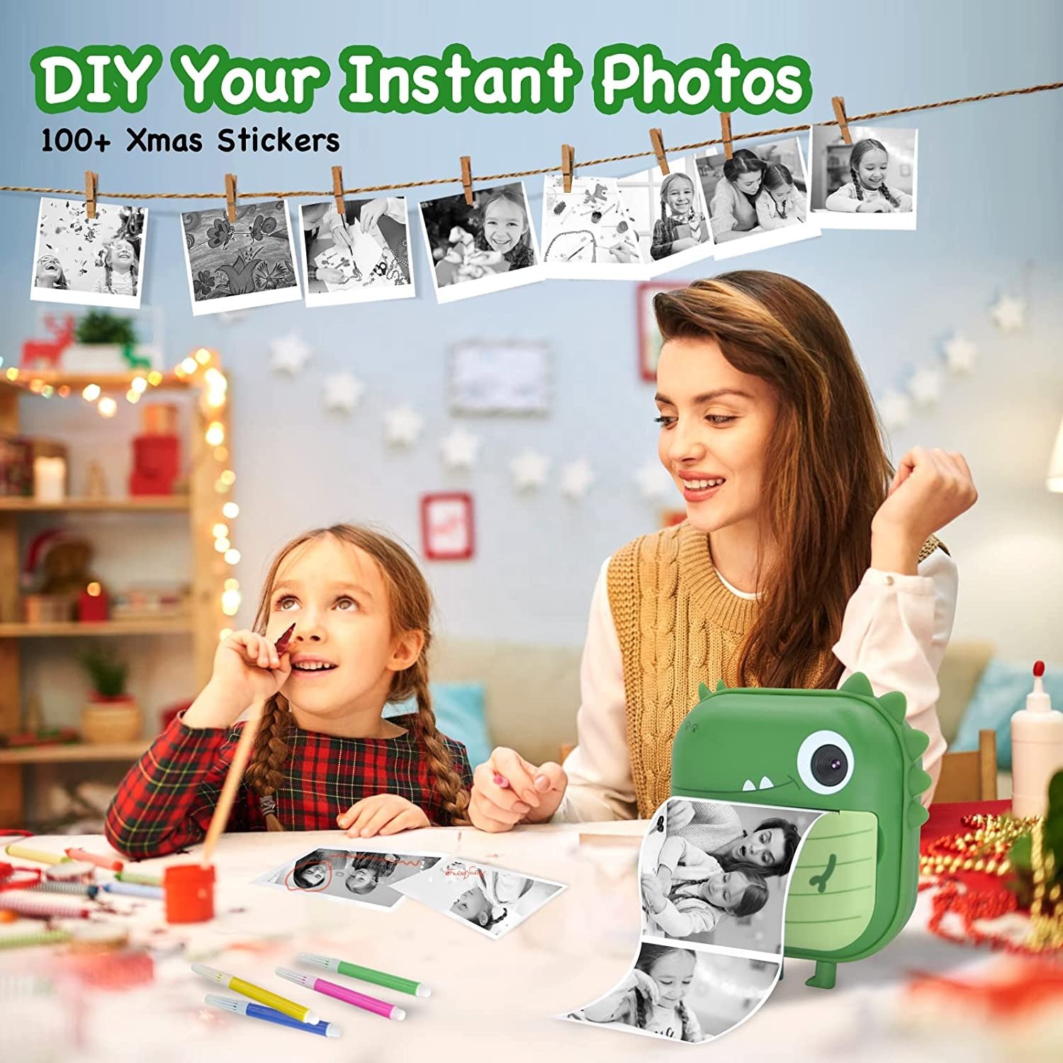 2.4" HD Large Screen Kids Instant Printing Camera Thermal Zero Ink Digital Camera for Teens