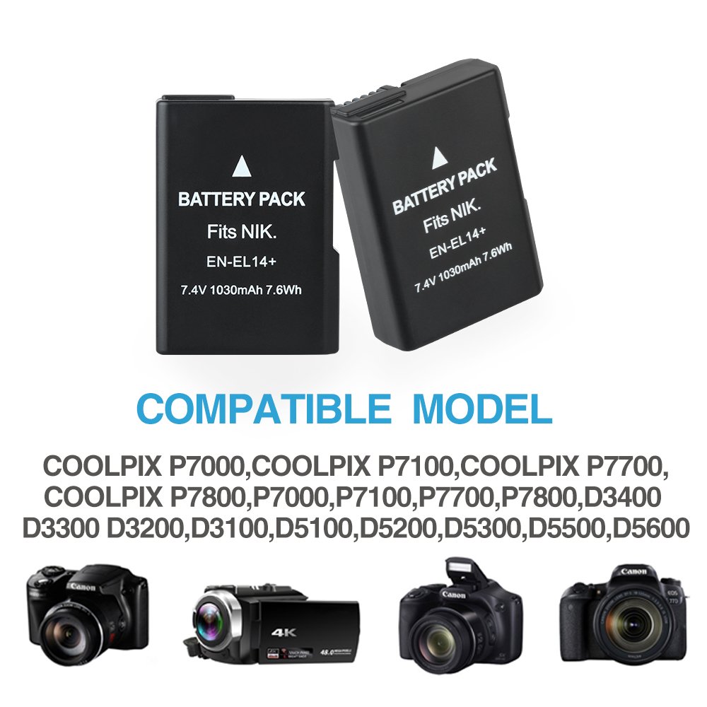 EN-EL14 EN EL14+ EL14 For Nikon Battery D3100 D3200 D3300 D5100 D5200 D5300 P7000 P 7100 7200 7700 ENEL14 Camera Digital Battery