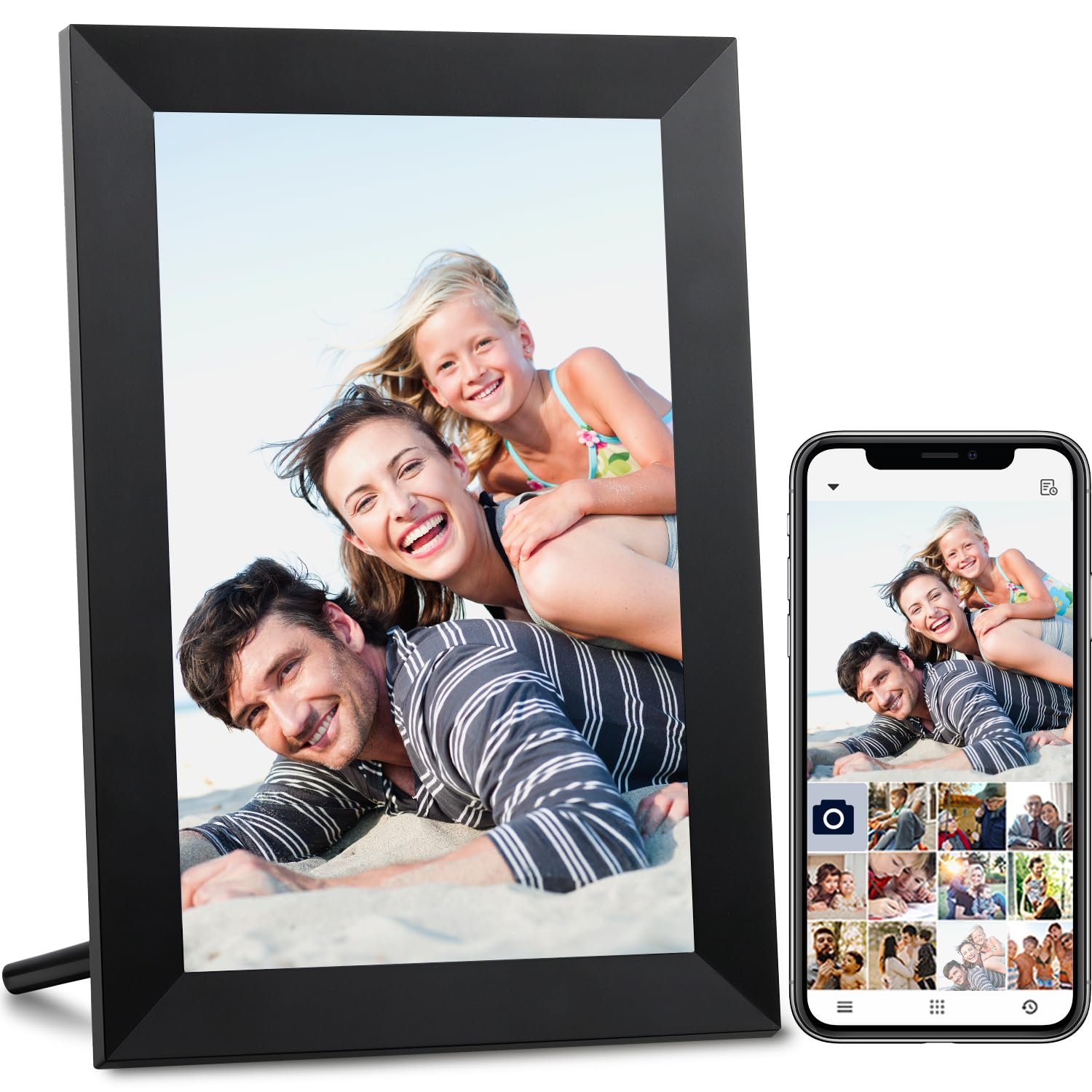 10.1 Inch WiFi Digital Picture Frame IPS Touch Screen Smart Cloud Photo Frame with 32GB Storage Auto Rotate Wall Mountable