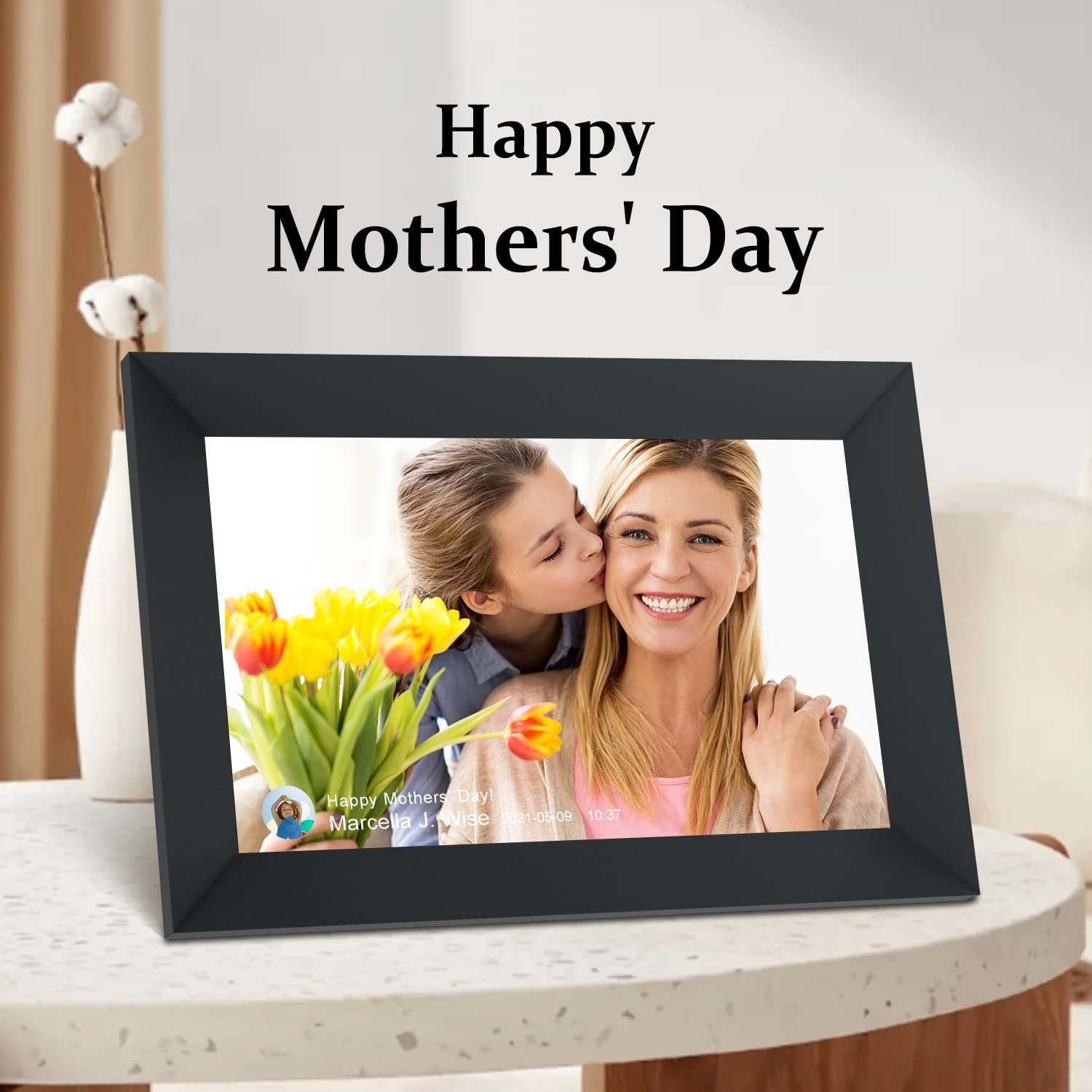 10.1 Inch WiFi Digital Picture Frame IPS Touch Screen Smart Cloud Photo Frame with 32GB Storage Auto Rotate Wall Mountable