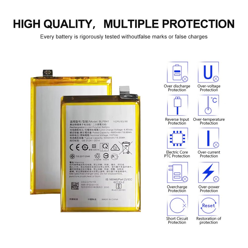 China Factory 5000mAh Lithium Digital Batteries BLP841 For OPPO Realme8
