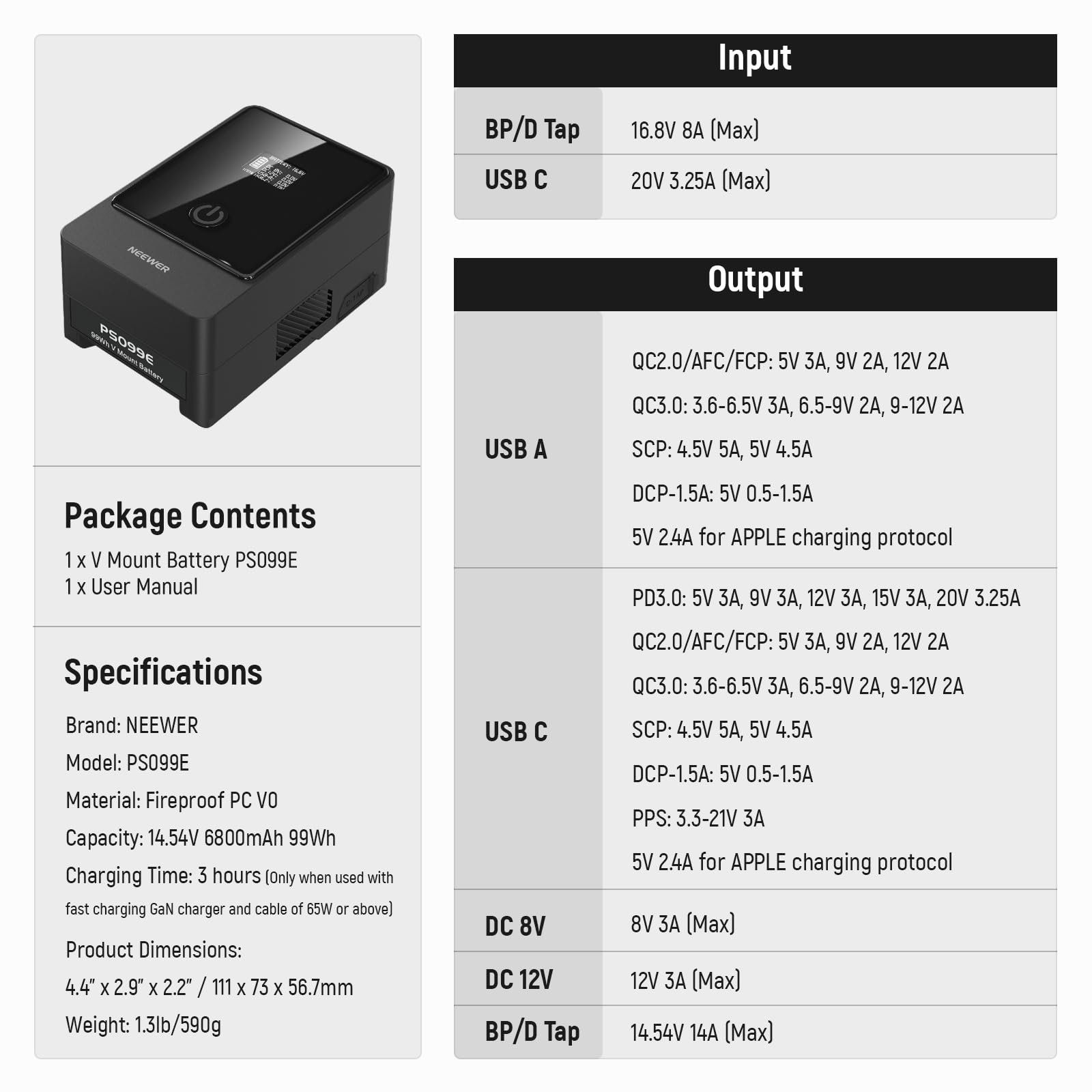 Photography Studio V Mount Battery NEEWER 6800mAh 99Wh 14.5V Mini V Mount Battery for Digital Camera Laptops Phones