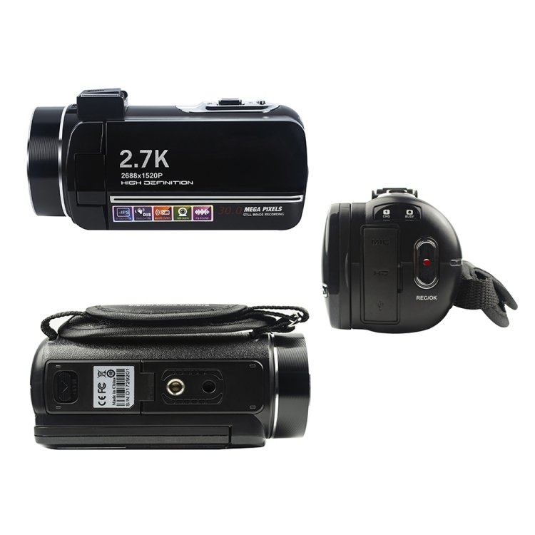 Professional DV-06 Auto Focus 2.7K HD Camcorder With Remote Control 48 Million HD Reversible LED Light Digital Video Camera