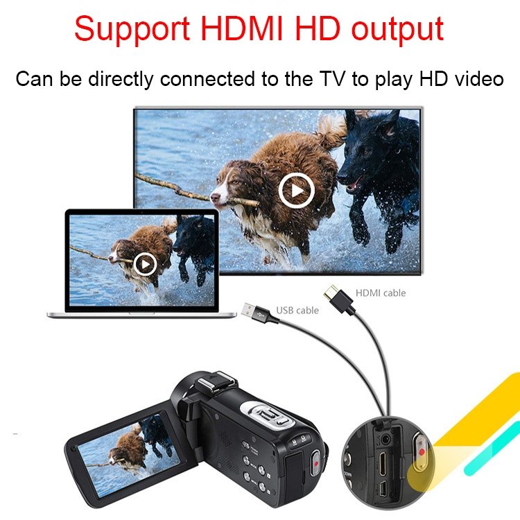 Professional DV-06 Auto Focus 2.7K HD Camcorder With Remote Control 48 Million HD Reversible LED Light Digital Video Camera